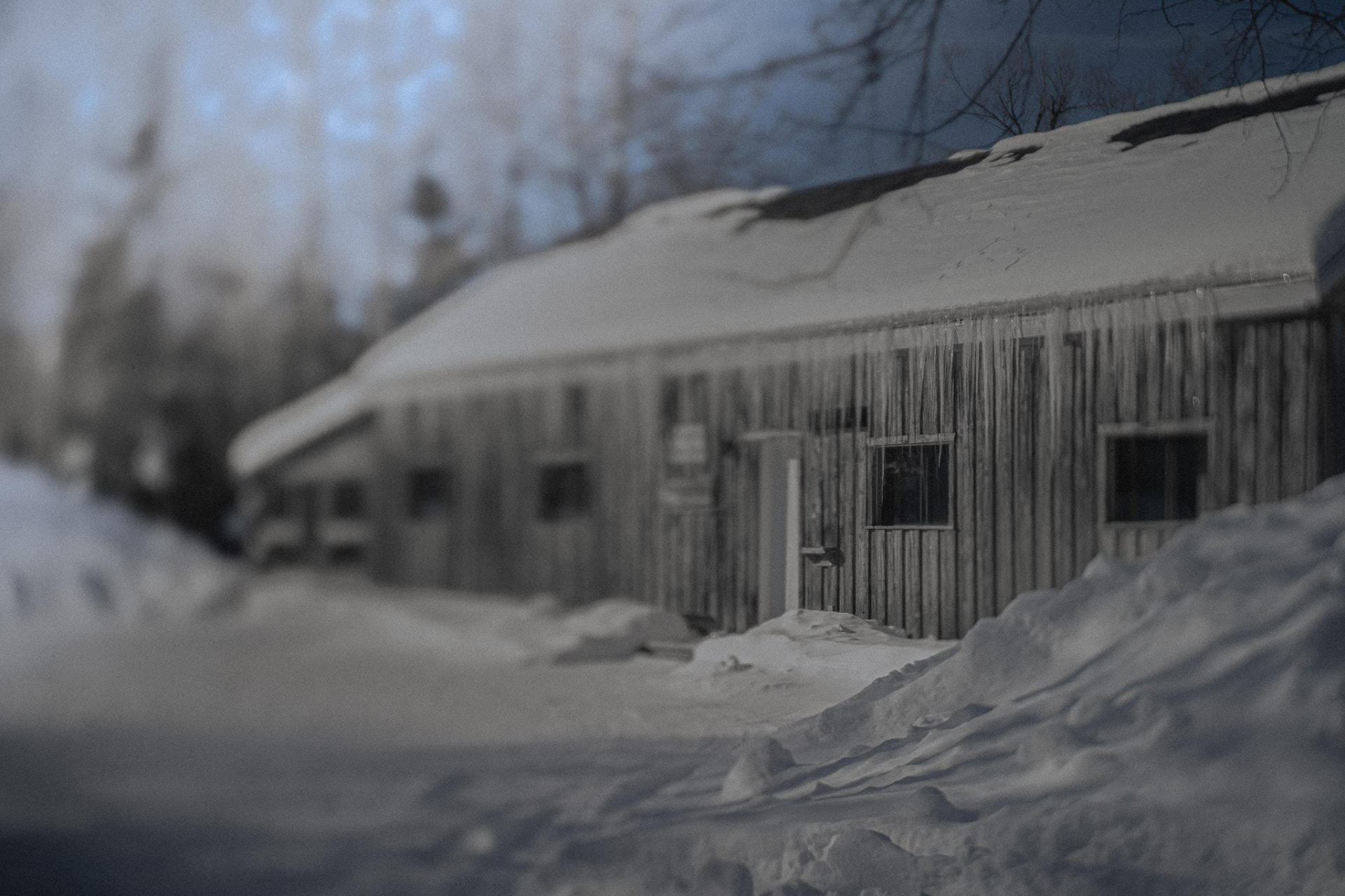 Le Studio Pantouf sous la neige, à Saint-Élie-de-Caxton