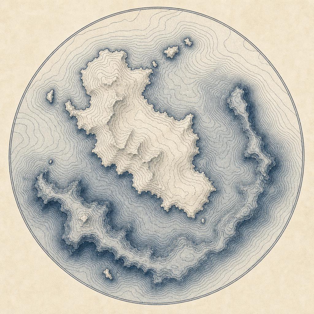 Carte bathymétrique circulaire de Saint-Pierre-et-Miquelon